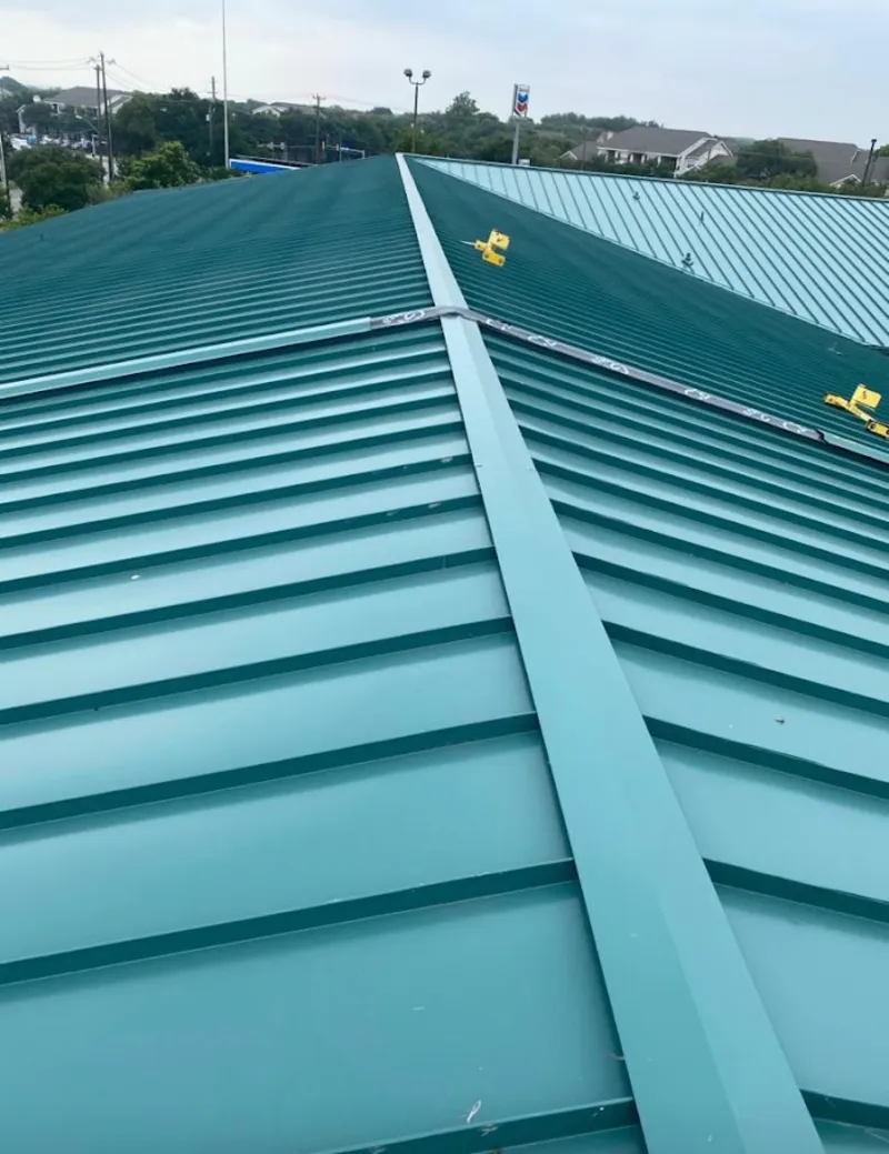 Green commercial metal roof ridge and valley for Metal Roof Repair in Castro Valley